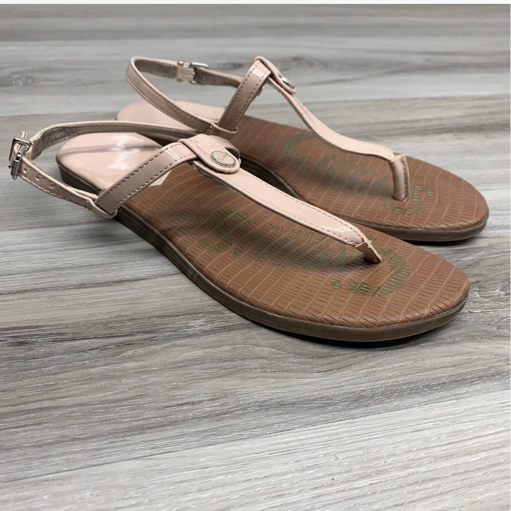 Circus by Sam Edelman Cayden Women's 7 1/2 Flat T-strap Thong Sandals Tan Beige